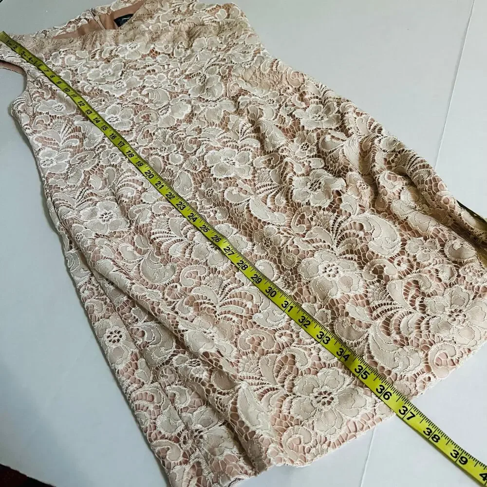 Jax Guipure Lace V Neck Sheath Dress Size 10 Cream - Picture 6 of 7